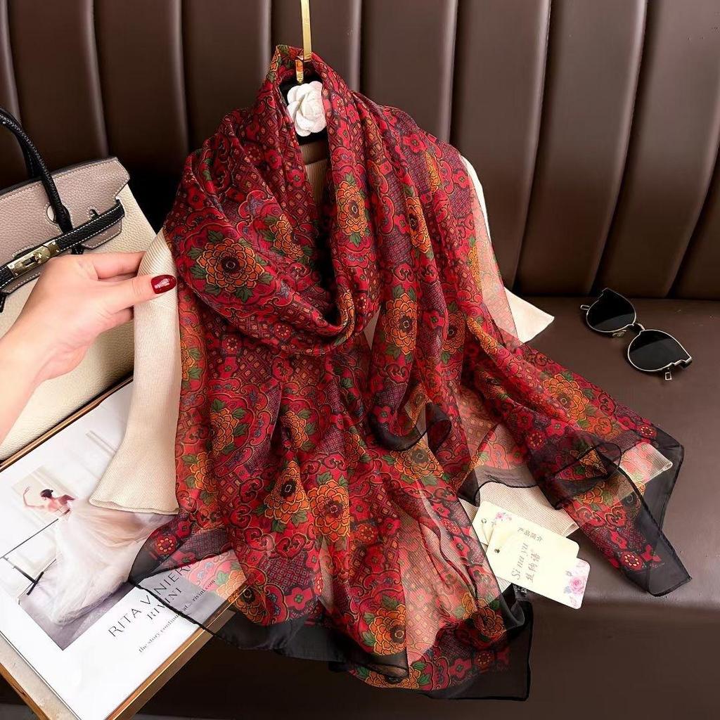 180*130cm Silk Feeling Scarf for Women Lightweight Large Fashion Scarves Shawls Elegant Cashmere Dressy Scarf Sunscreen Wraps