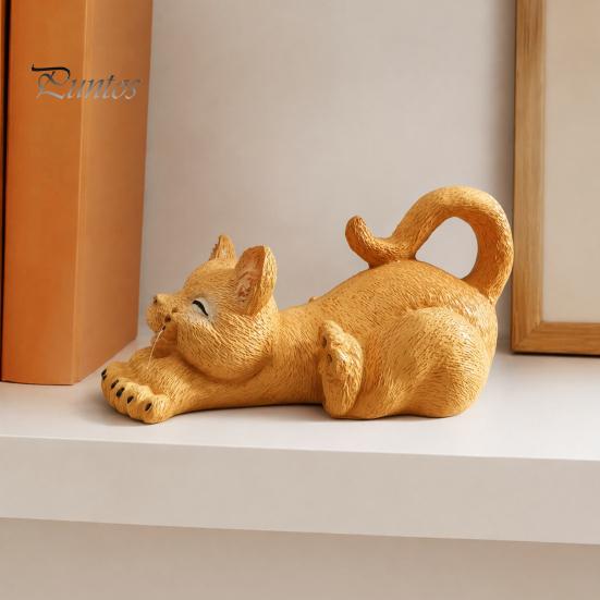 Декоративная фигурка из смолы для кофейни, фигурка котенка, тянущегося, статуэтка кошки, милый animal ornament, скульптура, компактное настольное украшение для офиса