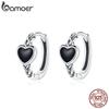BAMOER 925 Sterling Silver Hypoallergenic Stud Earrings, Black Love Earrings For Women