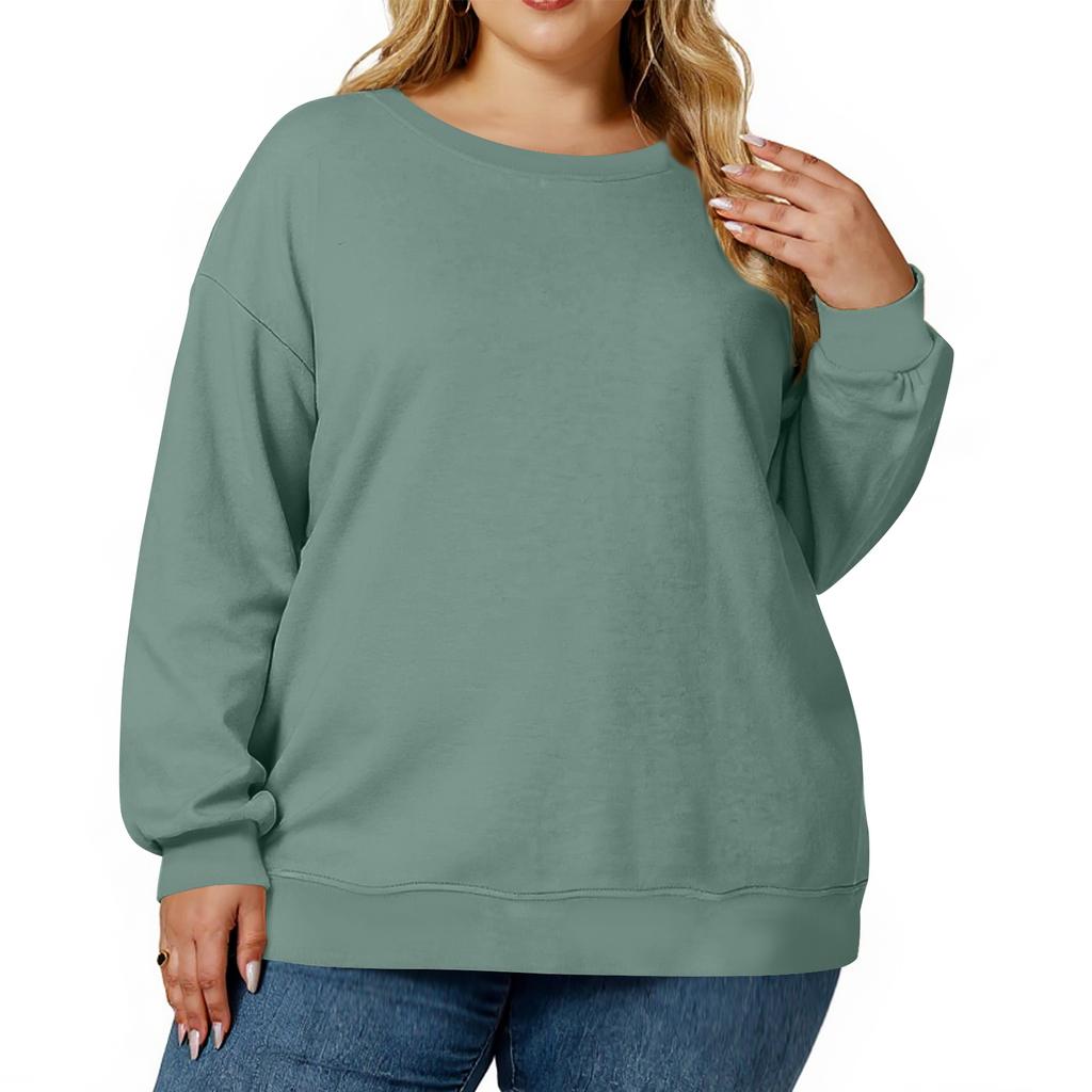 Plus Size Sweatshirt For  Women Oversized Crewneck Long Sleeve Pullover Tops