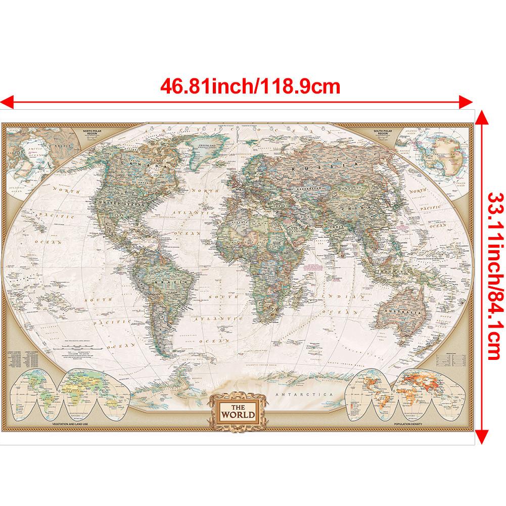 A0-84.1*118.9cm Decorative Hanging Picture World Map Wall Art Poster Painting Without Frame Gift Travel Tools