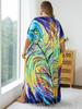 EDOLYNSA Plus Size Bohemian Women Caftan Kaftan House Robe Homewear Beach Dress Swimsuit Cover-up Light Jacket Vacation Long Dress Q1577