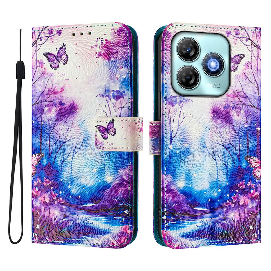 Dream Butterfly Forest Luxury Painted Leather Case Wallet Book Style Cover for ZTE Blade A52,A53,A73,V50 Vita,V40S,V60,A35,A55,A75...