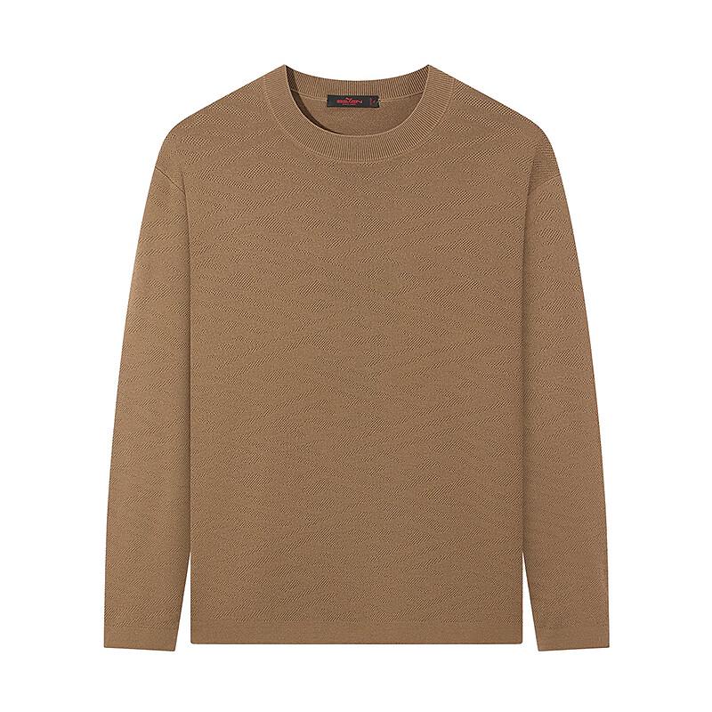 Men's Jacquard Round Neck Wool Blend Pullover Sweater
