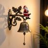 Rustic Metal Welcome Bell Christmas Wall Mounted Door Bell Vintage Dinner Bell for Outdoor Front Door Porch Home Decor