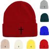 Black Cross Warm Knitted Hat Beanie, Skull Cap Warm Cancer Chemo Stylish Headwear Knitted Cap Beanie