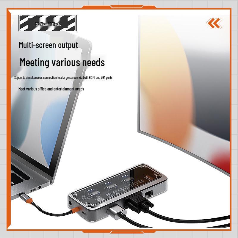 Прозрачная док-станция и USB-хаб 10-в-1 Type-C для ноутбуков