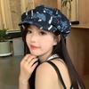 Ins Korean Washed Denim Octagonal Hats for Women Summer Autumn Casual Versatile Show Face Small Retro Hole Design Cloud Berets