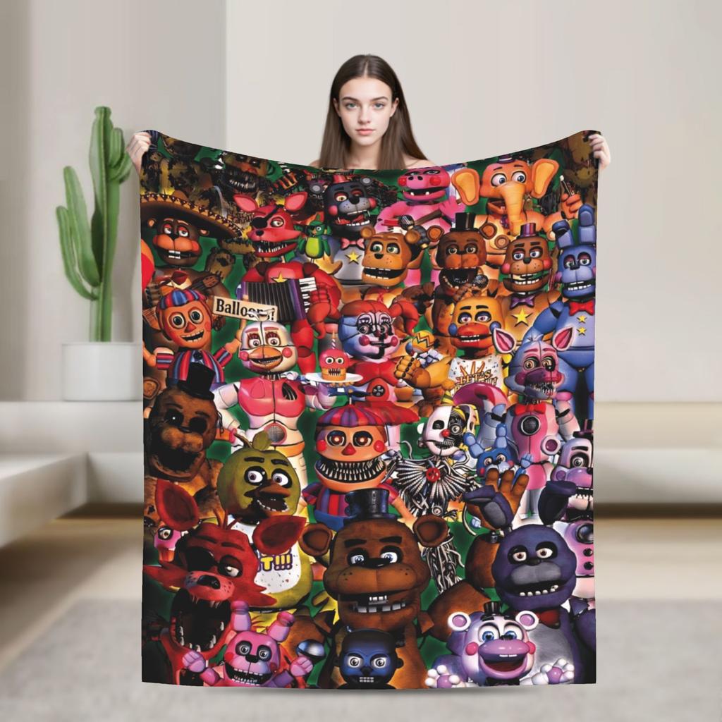 FNAFS At Freddy's Horror Blanket Camping Flannel Throw Blanket For Outdoor Soft Design Quality Bedspread Birthday Gift