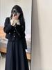 Winter Elegant Two Piece Set Women Vintage Button Crop Coat Midi Skirt Set Autumn Vintage Slim Office Lady Fashion Design Sets