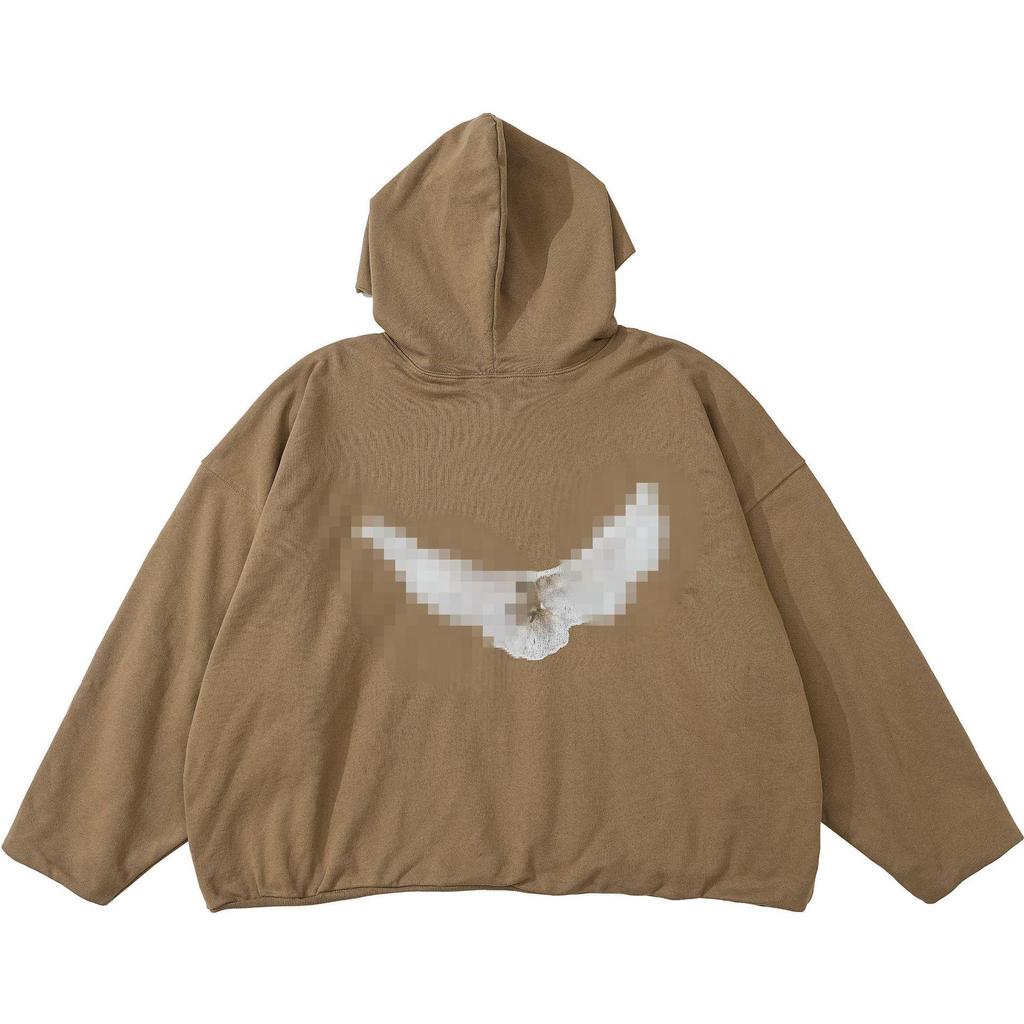 INS ХАЙП ПЯТЬ Худи в стиле Канье Уэста с двухслойным капюшоном, принтом голубя и хлопковым наполнителем