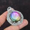 Радужный солнечный кварцевый кулон-друзи, этнические украшения ручной работы, подвеска из стерлингового серебра 925 пробы, настоящий драгоценный камень, ювелирный подарок для жены, новый кулон