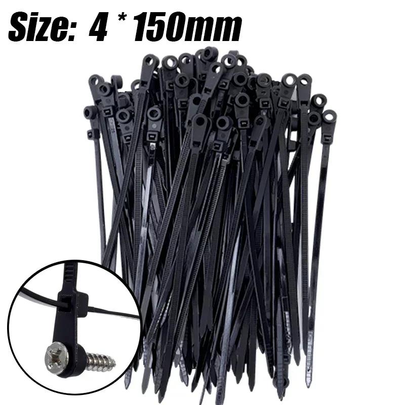 500/100PCS Nylon Cable Ties with Screw Hole Self Locking Loop Wraps Bundle Mountable Cables Zip Tie Wire Fixed Fastening Straps