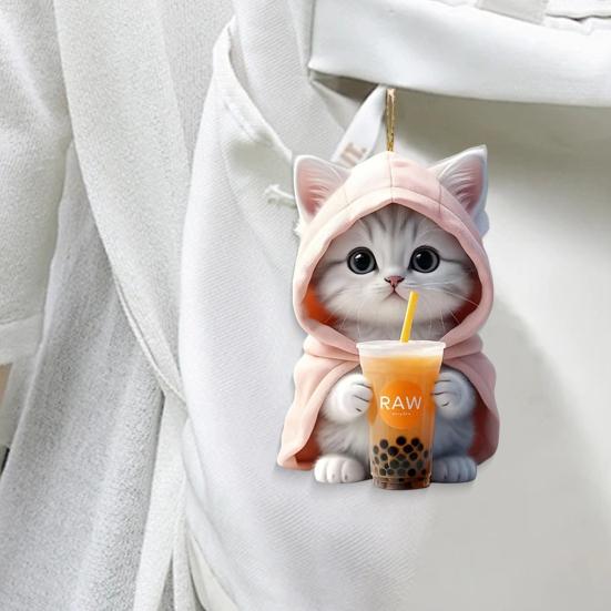 2 шт. Подвески для автомобиля, украшения для зеркала заднего вида со шнурком, легко повесить, очаровательные подвески в форме мультяшного кота, подвесные украшения