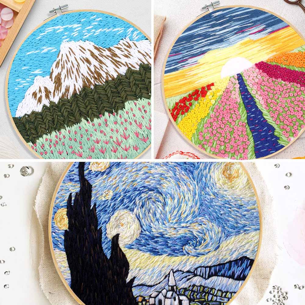 Швейные аксессуары DIY ремесла Цветочная вышивка пяльцы набор для вышивки крестом иглопробивной