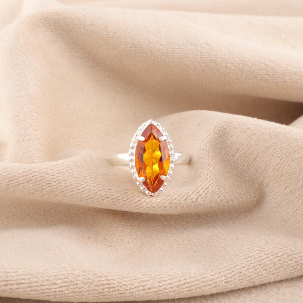 Citrine Gemstone 925 Sterling Silver Jewelry Handmade Trendy Ring Gift For Mom RR-64-10