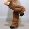 Plush Furry Leg Warmers for Women Cozy Winter Boot Toppers Cuffs Thermal Warm Fuzzy Foot Covers Footless Socks Gaiters