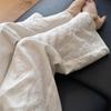 Женские льняные брюки большого размера с широкими штанинами Off-White - Летний стиль для фигуры «груша» с вышивкой и свободным кроем