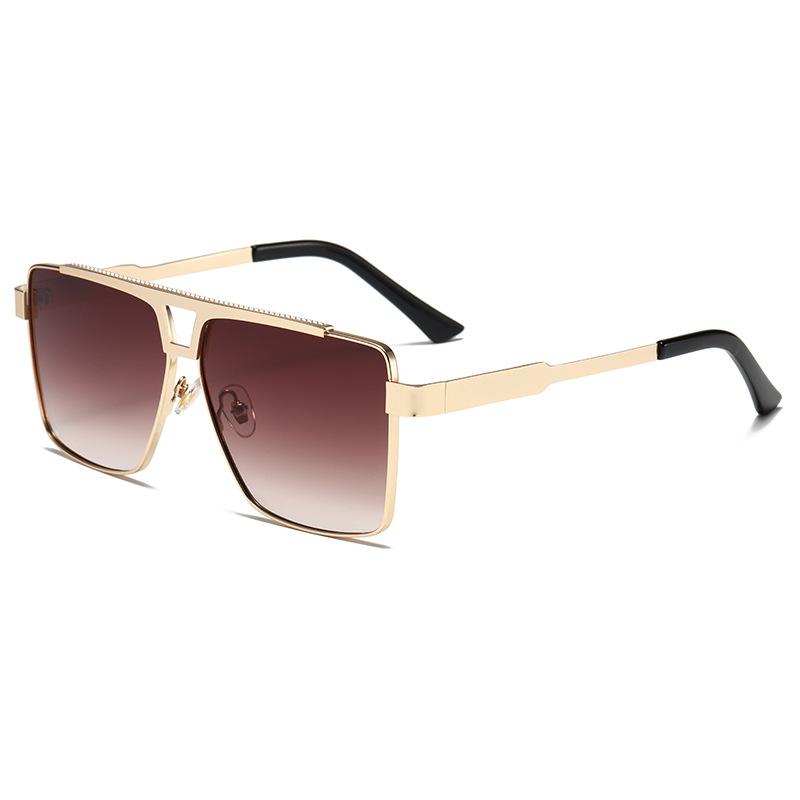 New Metal Double Beam Square Frame Women Sunglasses High Quality Men Aviator Sun Glasses Fashion Luxury Brand Designer Eyewear