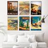 Nordic Vintage Travel Cities Poster Greece Mexico Rome Peru Libia Italy Landscape Art Canvas Painting Wall Pictures Home Decor