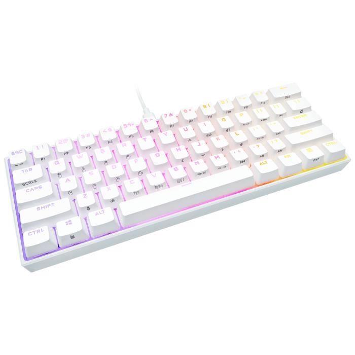 Механическая игровая клавиатура - CORSAIR - K65 RGB Mini 60% - Компактный формат - RGB - CHERRY MX Red - Белая - (CH-9194110-FR)