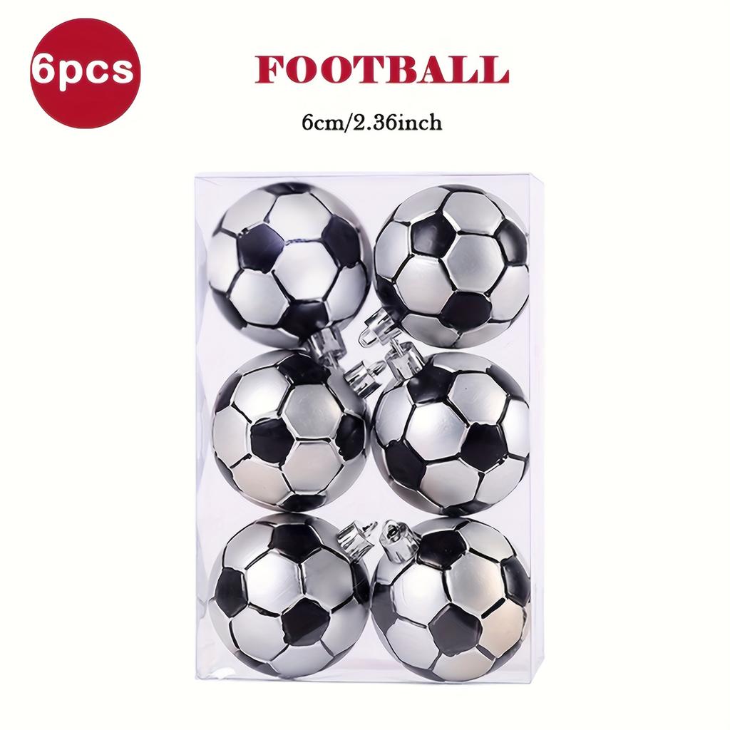 6 шт. Рождественские шары, украшения для рождественской елки, товары для украшения вечеринки, подвесные мячи для елки, футбольные мячи/баскетбольные мячи/бейсбольные мячи, рождественские шары, дом