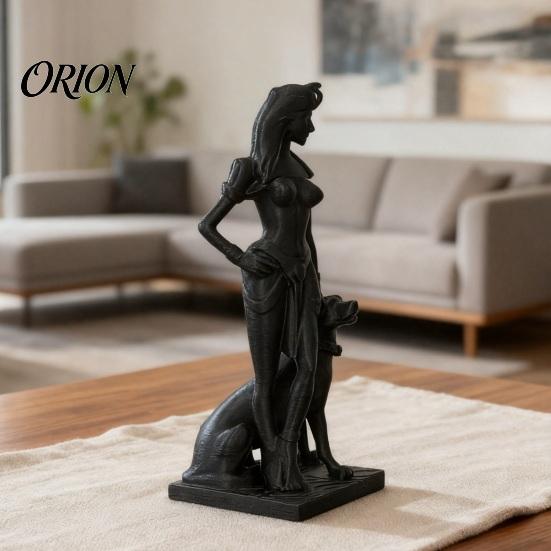 Элегантная статуэтка женщины и собаки, 3D-печатная фигурка женщины, скульптура египетской богини, скульптура в стиле легкой роскоши, коллекционная настольная фигурка для гостиной