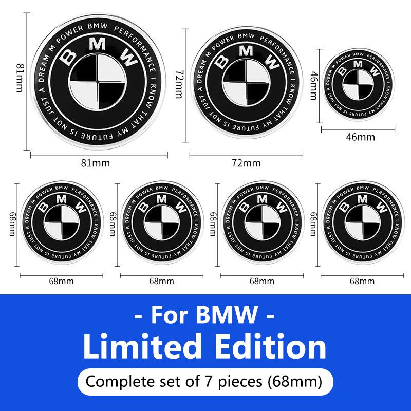 BBKD8 1/4/7Pcs Car Front Rear Logo Hub Center Cover Steering Wheel Center Cover For BMW M E46 E36 E34 F10 E90 E60 F30 E53 E30 E92 E87