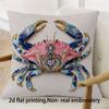 Ornate Crab Throw Pillow Cover 2D Embroidery Effect Coastal Print Decorative Cushion Cover For Nautical Beach Home Decor