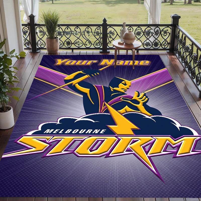 Custom Text Printed Rug Melbourne Storm Non Slip Floor Carpet For Home Room Decor