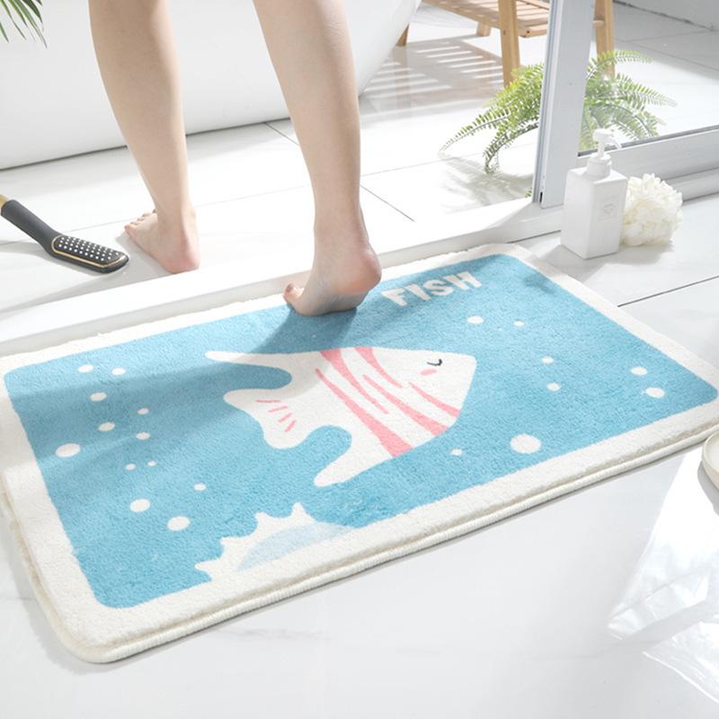 Cartoon Cashmere Floor Mat Entry Door Mat Toilet Bathroom Absorbent Plush Carpet Foot Mat Thick Carpet Non-slip