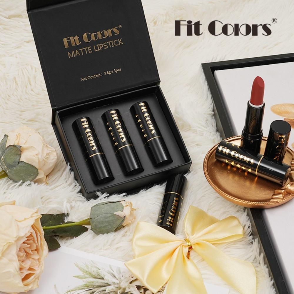 Fit Colors 3 матовых помады в упаковке, туманный бархат, яркий цвет, не прилипающий блеск для губ