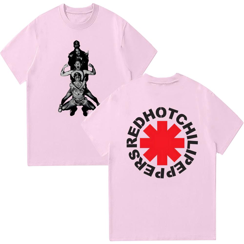 Хлопковые ретро футболки группы Red Hot Chili Peppers Мужская летняя повседневная дышащая одежда Унисекс футболка с коротким рукавом Комфортная футболка Y2K