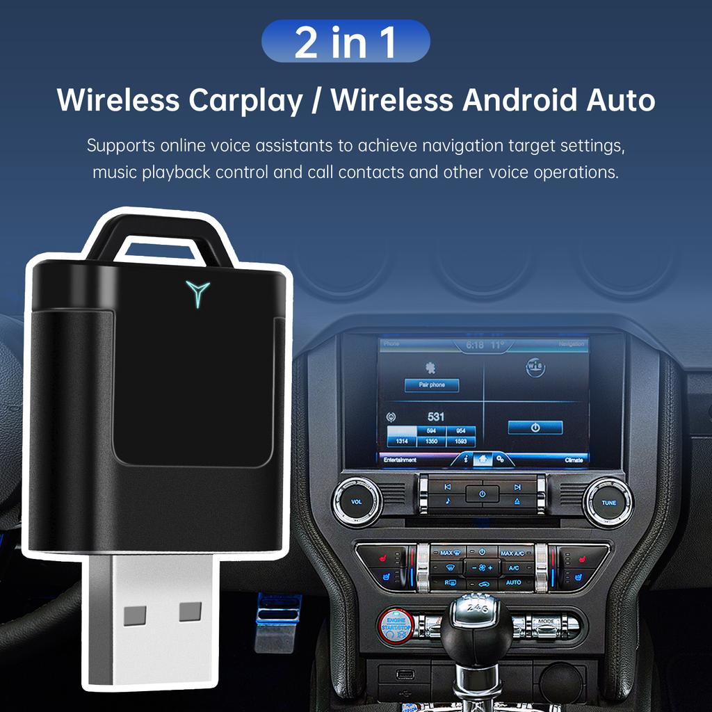2 in 1 Wireless Apple Carplay Android Auto Adapter USB Car Dongle Connect Box