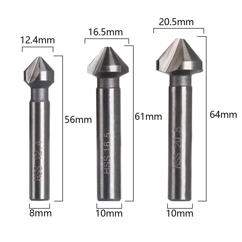 Round Handle 3 Flute Countersink Drill Bit Three Edge Chamfer Hand Power Tools Cutter Tool