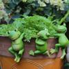 3Pcs Mini Frog Figurines Flower Pot Decor Green Resin Frog Garden Ornament Cartoon Frogs Statue Micro Landscape Decoration