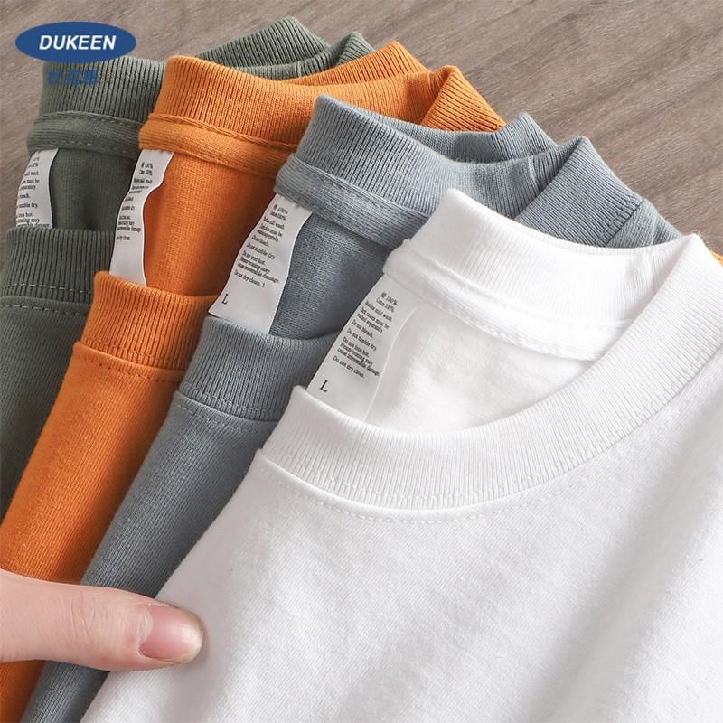 Хлопковый однотонный топ Dukeen Oversize Heavy T-Shirt для мужчин Летняя футболка с коротким рукавом Повседневные футболки One Piece