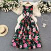 Ladies Fancy Print Vest Dress Women's Summer Dress New Arrival Tight Waist Slim Looking Elegant Elegance Large Swing Dress