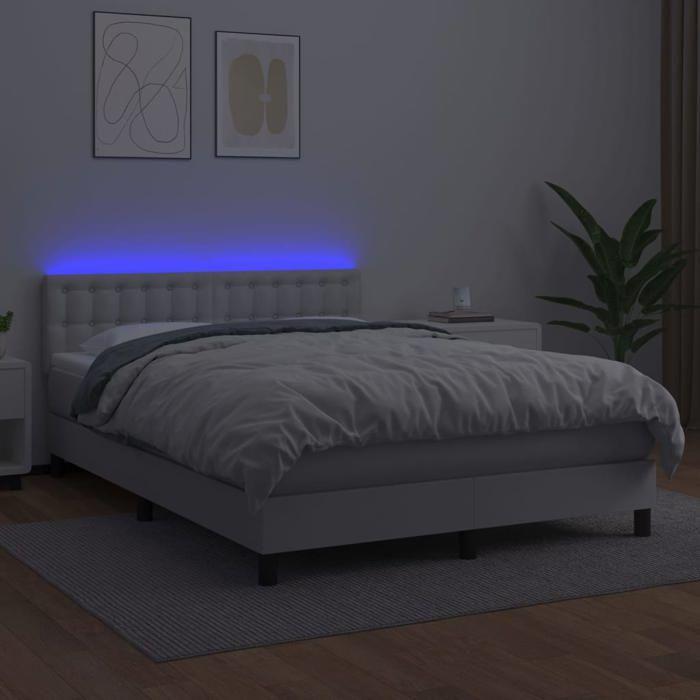 Maison Exclusive - Sommier à lattes de lit avec matelas et LED Blanc 140x200 cm
