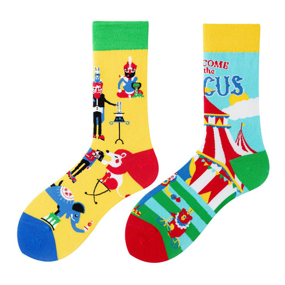 Asymmetric Colorful Christmas Cotton Socks for Couples