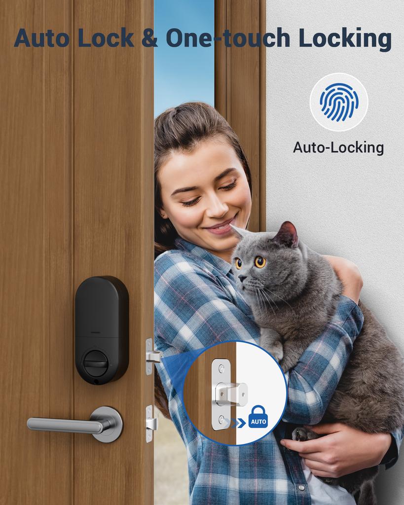 Fingerprint Door Lock Keyless Entry Keypad Deadbolt, Anti Peeping Password for Front Door