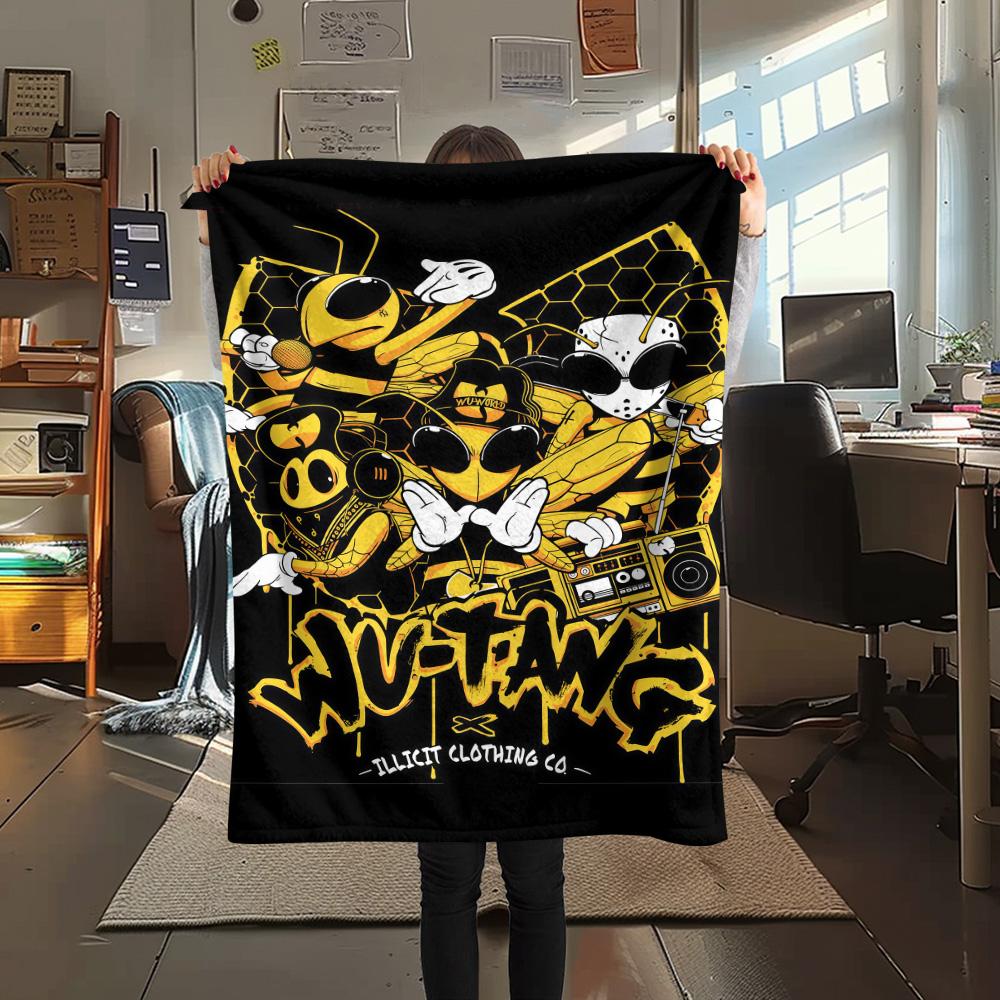 1 шт. Фланелевое одеяло с принтом Wu-Tang Clan, Высокое качество, Удобное для всех сезонов, Декор для дома, Тепло и комфорт