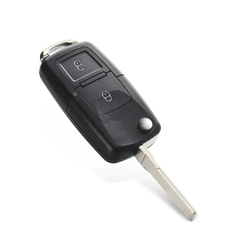 KEYYOU 10PCS 2/3BNT Car Remote Key Flip Folding Key Shell Case For Volkswagen Vw Jetta Golf Passat Beetle Skoda Seat Polo B5