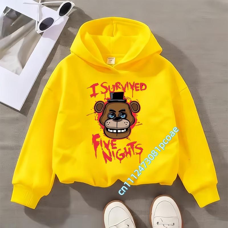 Cartoon Print Autumn/Winter Long-Sleeve Children's Hooded Shirt Five Nights At Freddy's Kids Boys' Sportswear Girls' Casual Top