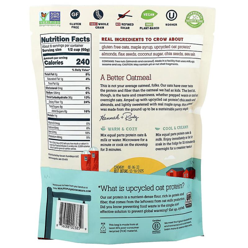 Protein Oats With Flax & Chia, Maple Almond, 16 oz (454 g)