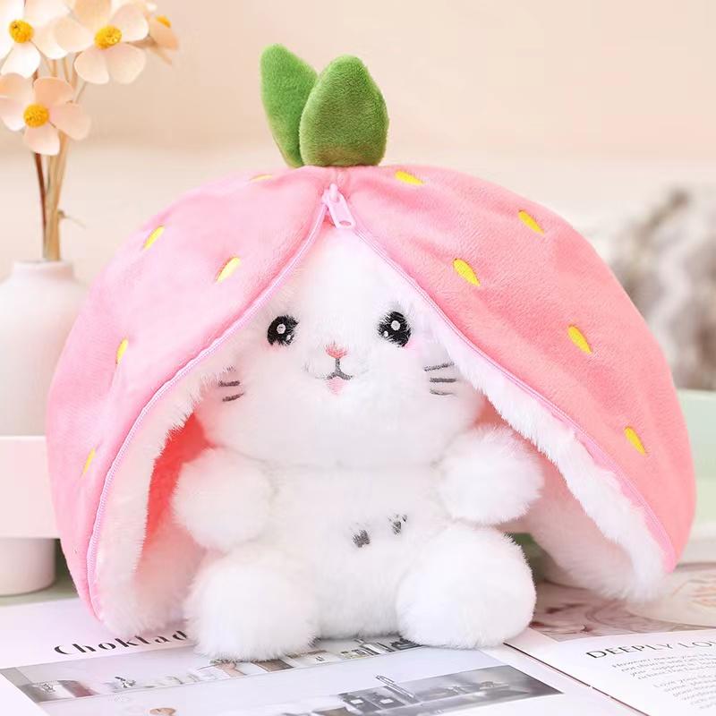 Strawberry Turned Into A Doll Plush Toy Childrens Sleeping Pillow Childrens Girls Birthday Christmas Gift Rabbit Bee Doll