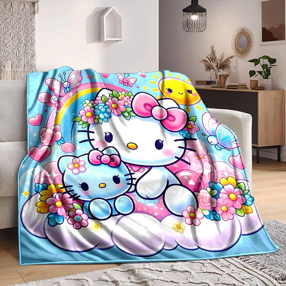 1Pc Hello Kitty Garden Blanket Soft And Comfortable Casual Warm Camping Travel Christmas Halloween Xmas Gift M924152