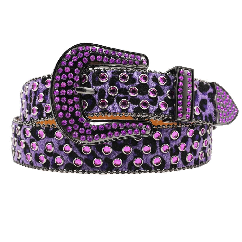 Original Punk Leopard Print Rhinestone Belt Full Diamond Belt Female Decorative Rhinestone