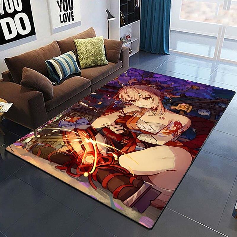 Genshin Impact Carpets Living Room Decoration Bedroom Parlor Tea Table Area Rug Mat Soft Flannel Large Rugs and Baby Gift Carpet