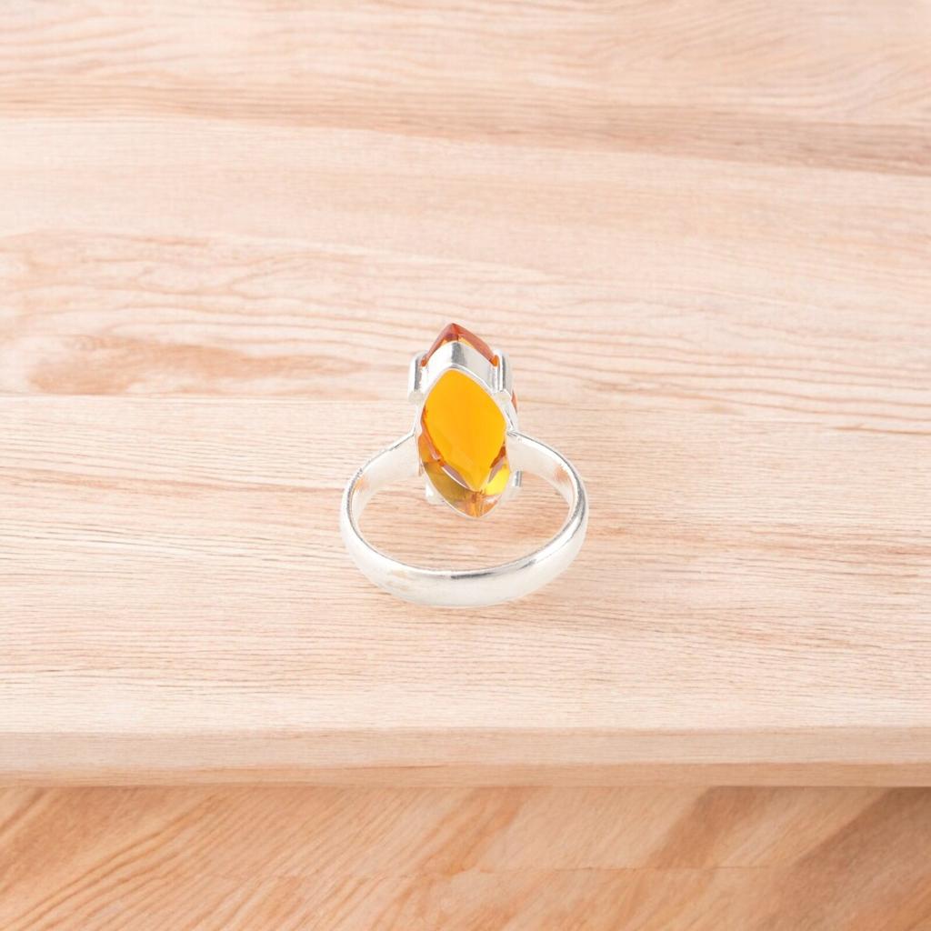 Citrine Gemstone 925 Sterling Silver Jewelry Handmade Fashionable Ring For Wife RR-65-6
